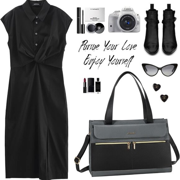 Laptop Tote for Women - 15.6 Inch Professional Leather Computer Briefcase - Wate - Picture 8 of 8